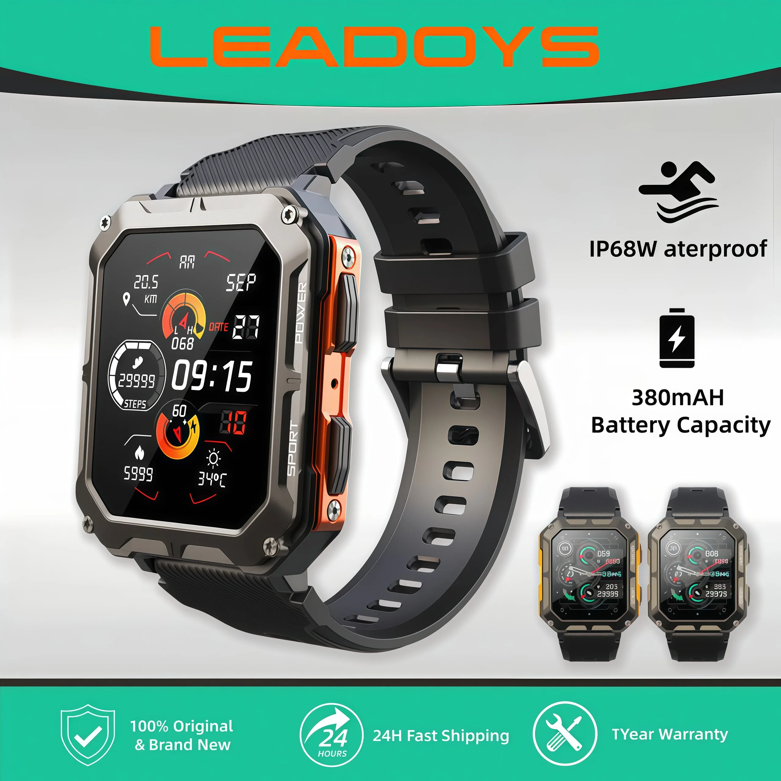 LEADOYS Ultra-Smartwatch für Herren, Sportverfolgung, Schlafüberwachung, Anruf- und Nachrichtenalarme – perfektes Weihnachts- und Halloween-Geschenk Image