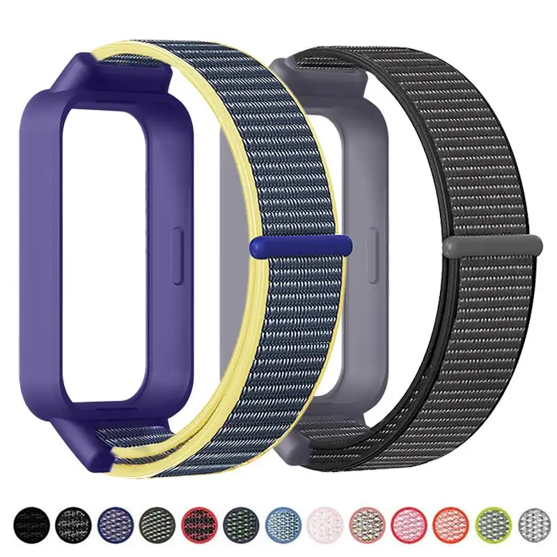 PC-Gehäuse + Armband für Mi Band 9, aktives Zubehör, Sport-Nyon-Armband, Correa + schützende Stoßstangenschale, Abdeckung für Xiaomi Redmi Band 3 Image