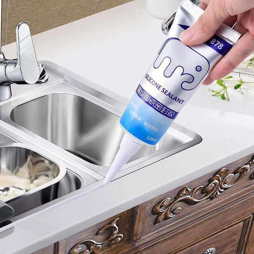120 ml sicherer, hochfester Silikondichtstoff, weißer, wasserfester Klebstoff für den Einsatz in der Küche und im Badezimmer zu Hause