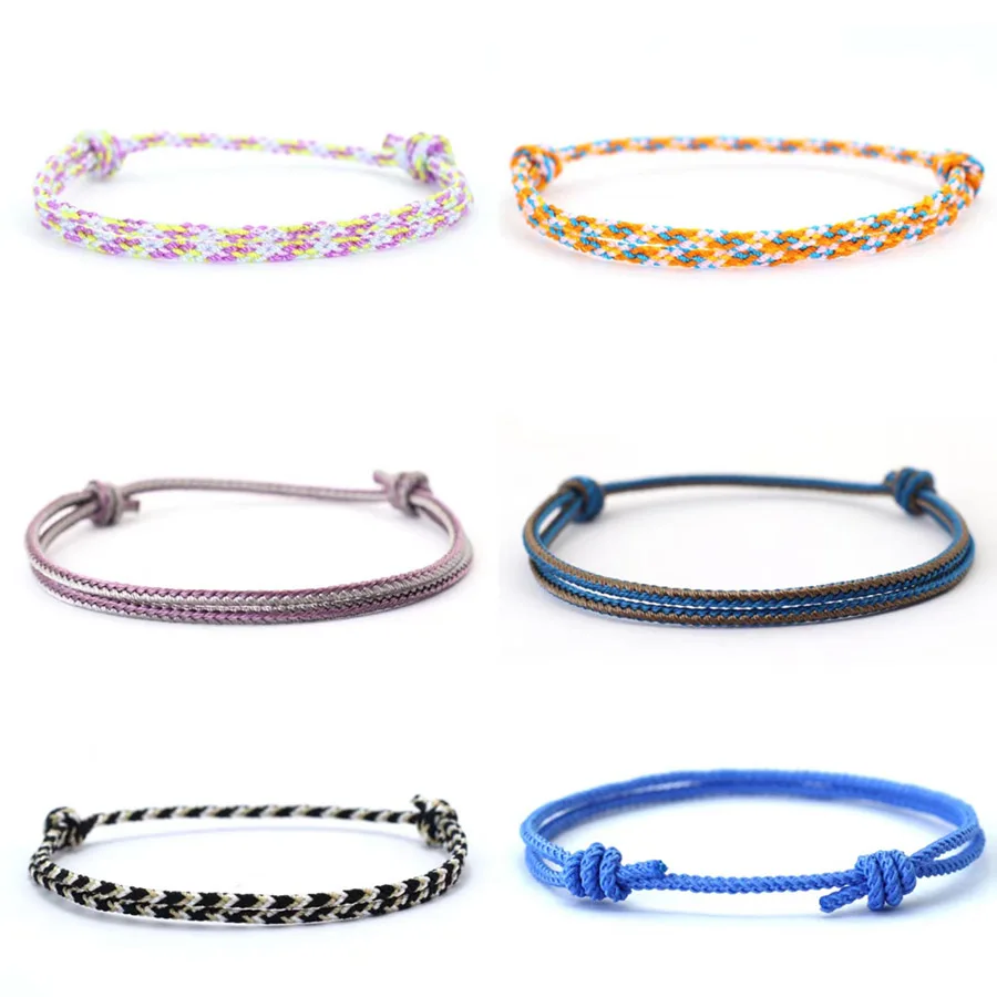 Minimalistisches handgewebtes Seilarmband, Unisex, verschiebbar, verstellbar, 4 Stile, Chroma, 2 mm, ethnisches Kordelarmband, Paar, lässiger Alltagsschmuck Image