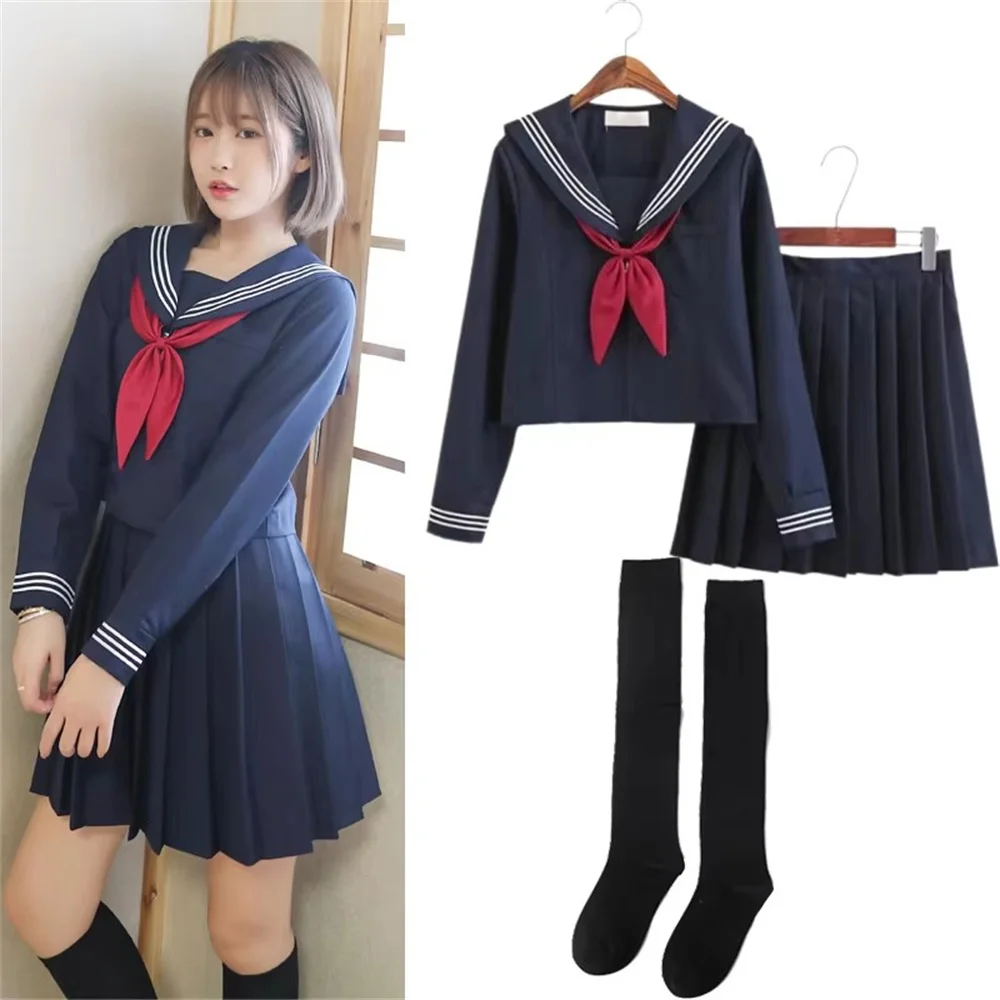 Große Größe S-5XL Größen Japanische JK-Uniformen Schulkleider für Mädchen Marineblaue Matrosenanzugjacke Mittelschuluniformen Anzüge