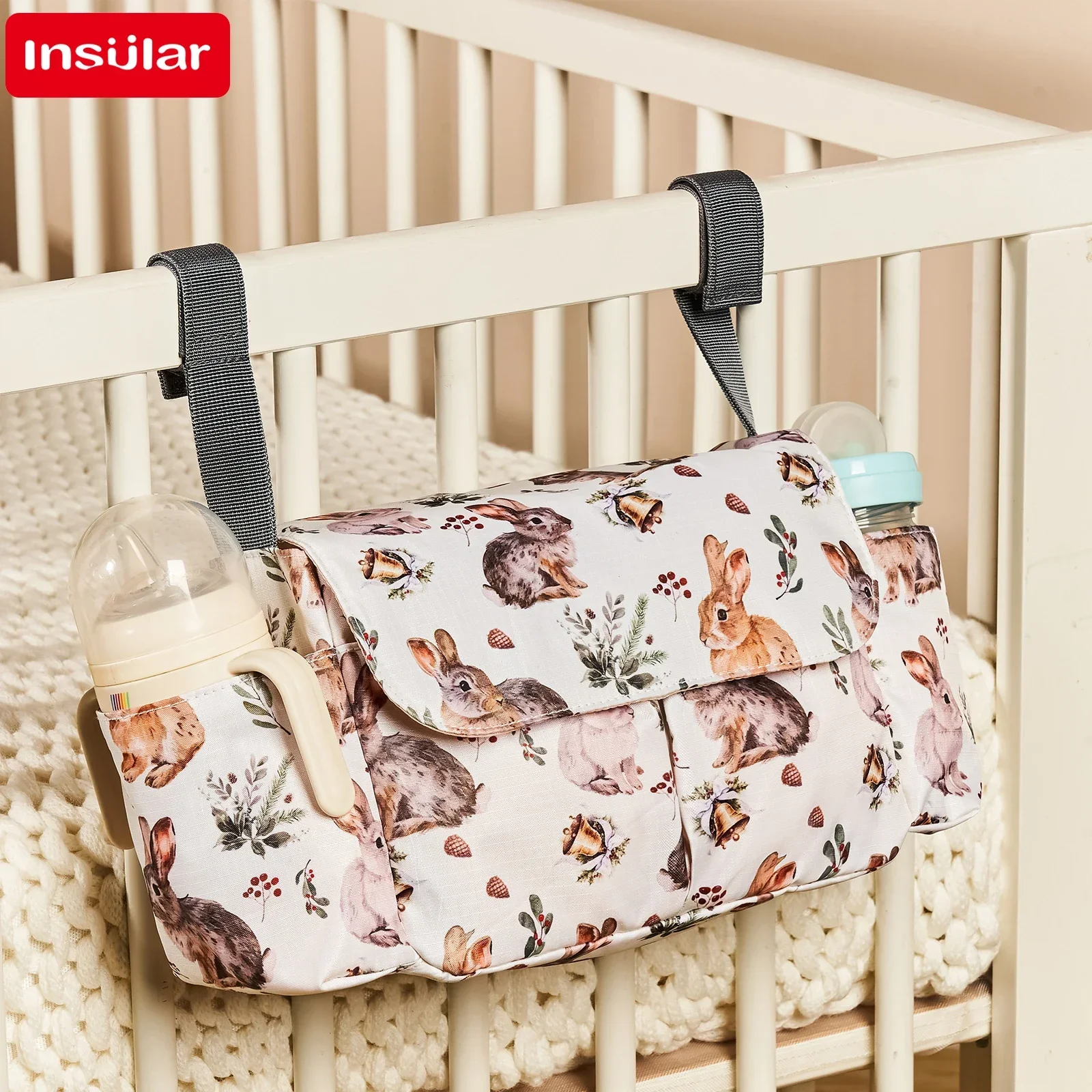 Windel Tasche Cartoon Baby Kinderwagen Organizer Windel Taschen Wasserdichte Buggy Kinderwagen Warenkorb Korb Haken Kinderwagen Zubehör Image