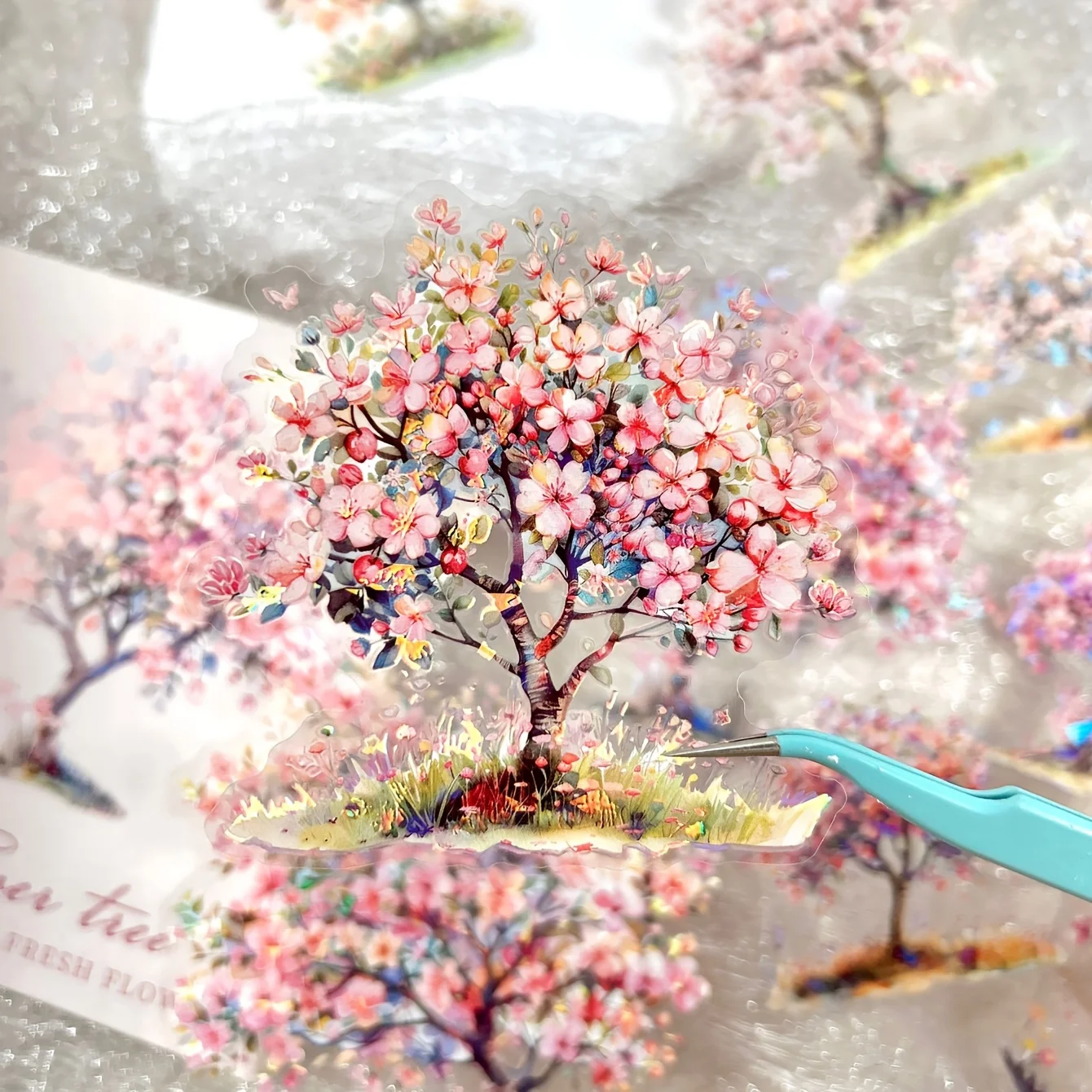 JIANQI 10 Stück Blumen-Baum-Aufkleber, DIY, Scrapbooking, Collage, Junk-Journal, Fotoalbum, Handyhülle, Dekor-Aufkleber, Ästhetik-Aufkleber Image