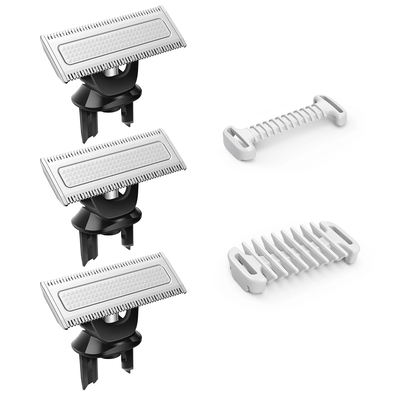 Edelstahl-Rasierer-Ersatzklinge, passend für Oneblade QP2630/QP2520/QP2530, mit Schutzstücken und 3-mm-Körperkamm Image