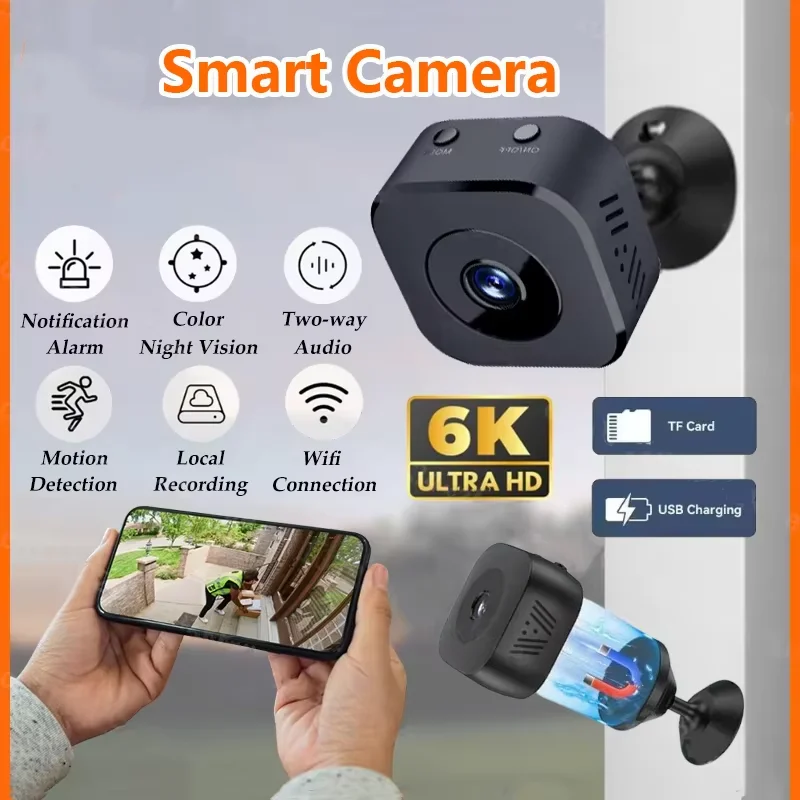 Mini-Überwachungskamera Pro 4K FullHD WiFi-Überwachung mit 2-Wege-Audio Bewegungserkennung Infrarot-Nachtsicht-Überwachungskamera