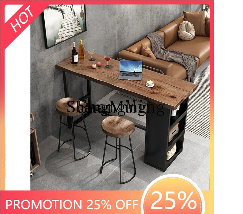 FG Eleganter Massivholz-Bartisch Haushaltstrennwand Kleiner Schrank Küchenwand Weinbar-Tisch und Stühle Image