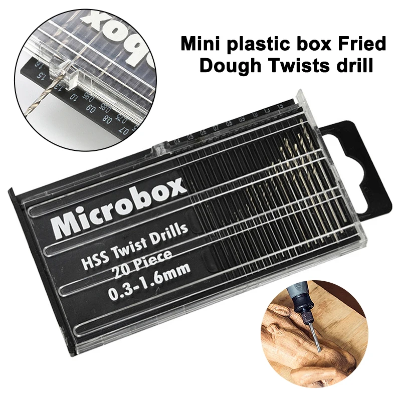 Volle Schleifen Mini Spiralbohrer 0,3-1,6mm 20PC Set Holzbearbeitung Kunststoff PVC Platine Micro Bohren Werkzeug Image