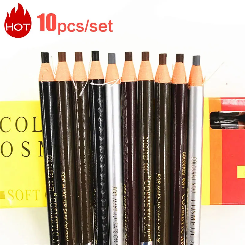 10 stücke Augenbraue Bleistift Frauen Make-Up Farbton Wasserdicht Hensi Günstige Bleistift Schwarz Braun Verfügbar Natürliche Schönheit Kosmetik Großhandel