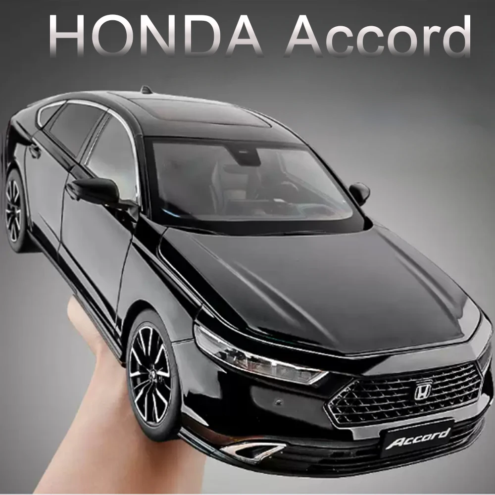 1:18 HONDA Accord Legierung Miniatur Modell Druckguss Spielzeug Tür geöffnet Sound Licht zurückziehen Vorderrad Lenkung klassisches Geburtstagsgeschenk Image