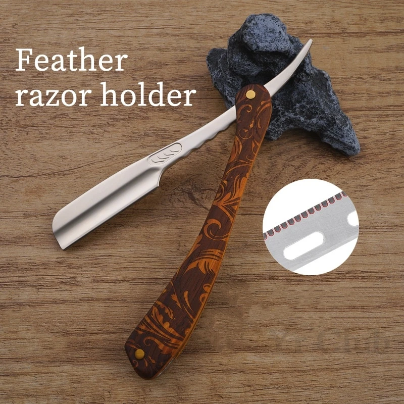 Herren manuelle Falt rasierer austauschbare Feder klinge Rasierer Friseursalon Holz Barts ch neider Friseur Rasier werkzeuge y0906 Image