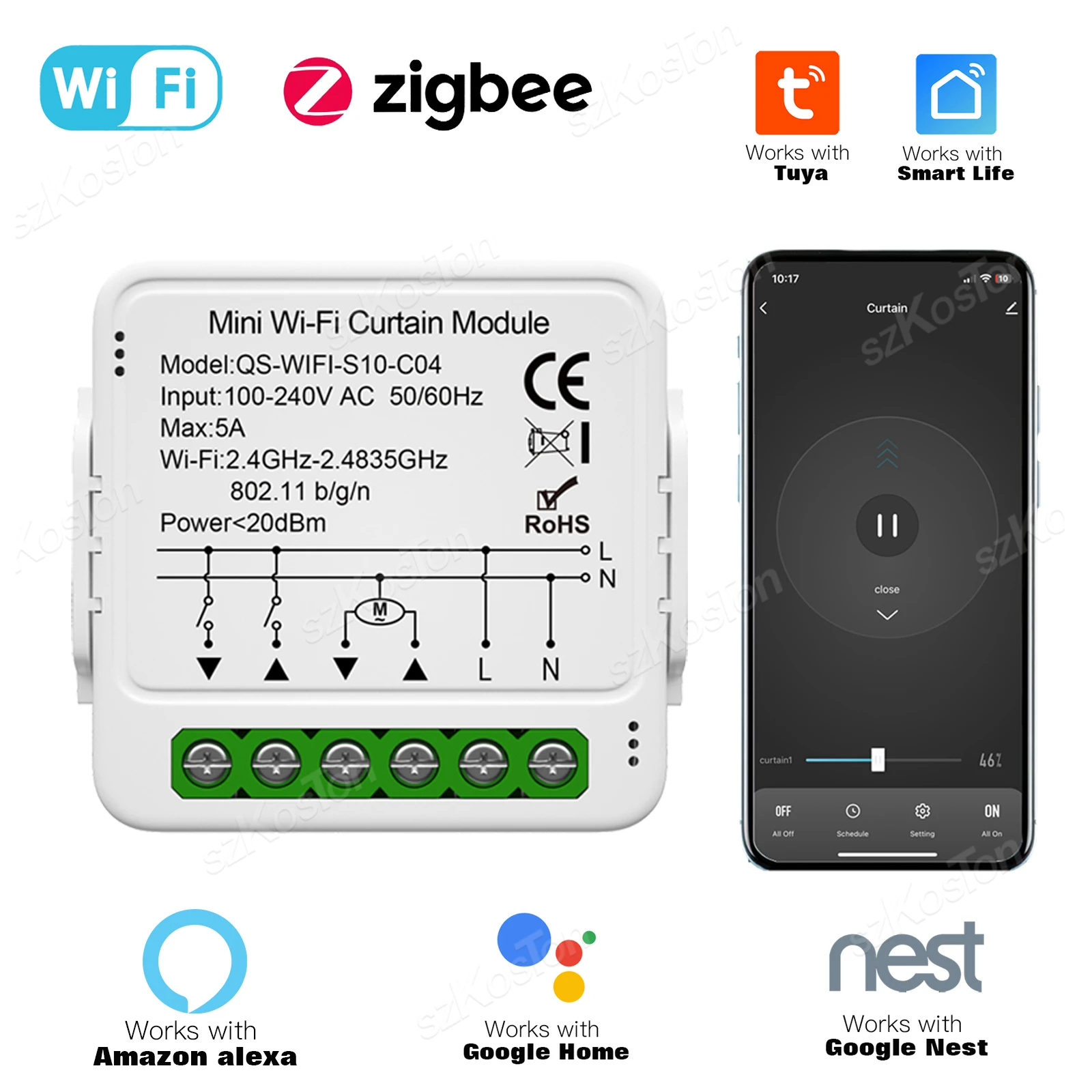 Tuya WiFi Zigbee Smart Vorhang Schalter Modul für Rollos Shutter Motor APP Steuerung Funktioniert mit Alexa Google Home Smart Life