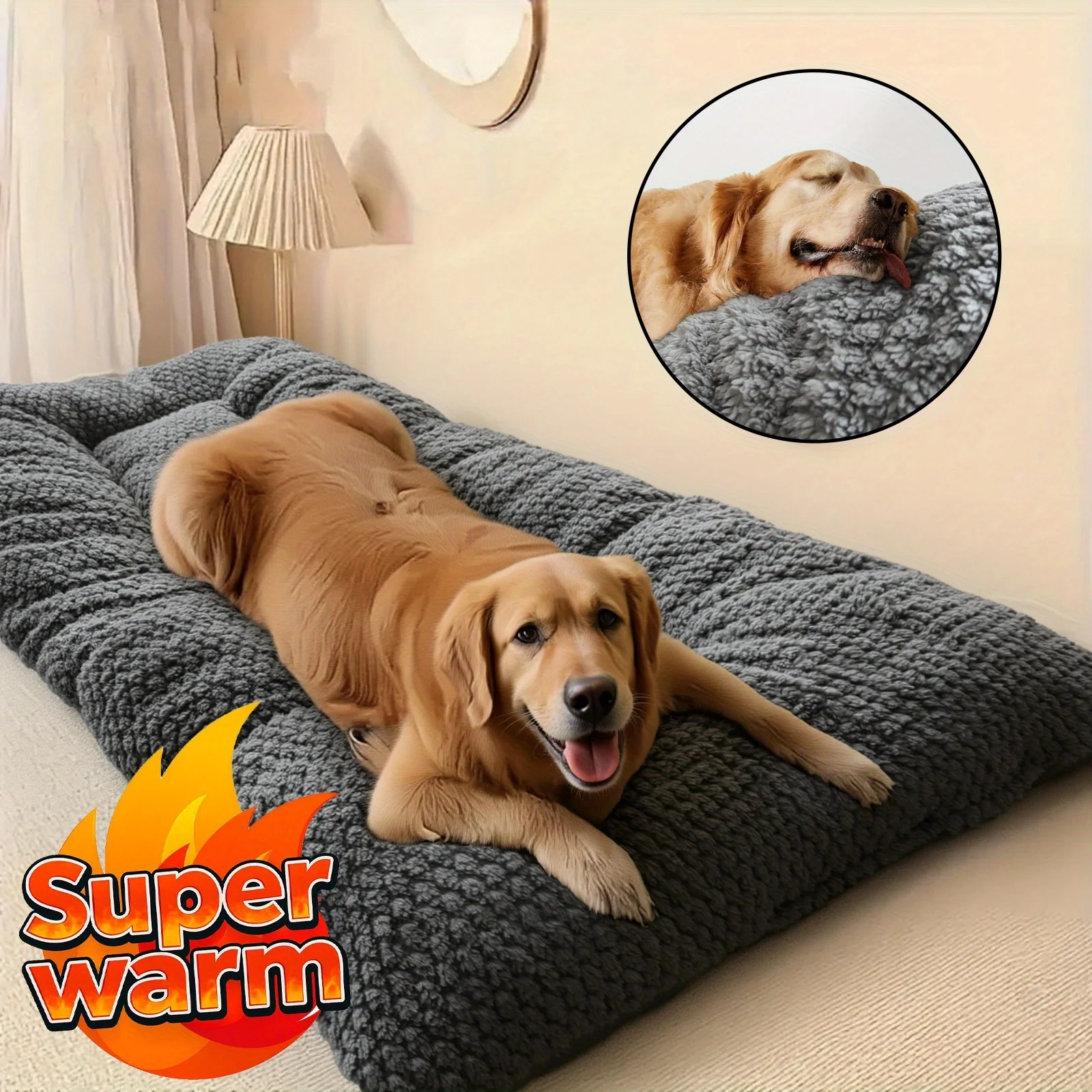 Extra großes Plüsch-Hundekrattenpolster, Haustierbett mit erhöhten Kanten, ultraweiche Matratze aus Polyester für kleine, mittelgroße und große Hunde Image