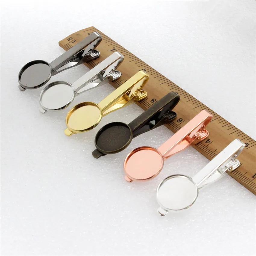 Onebeading Kupfer 16mm 18mm 20mm Runde Cabochon Hohe Qualität Krawatte Krawatte Bar Herren Clamp Clip Blank Basis fach Männer Zubehör 5pc Image