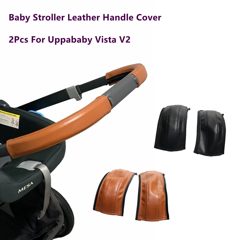 Baby Kinderwagen Leder Armlehne Abdeckung Für Uppababy Vista V 1/ 2 Griff Stoßstange Hülse Fall Bar Schutz Abdeckungen Pram zubehör Image