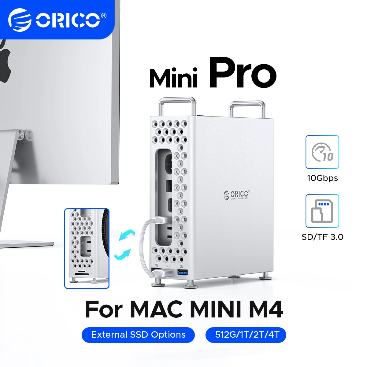 ORICO MiniPro USB-Hub 10 Gbit/s Erweiterungs-Dockingstation für Mac Mini M4 Pro M.2 SSD-Gehäuse Apple-Zubehör Image