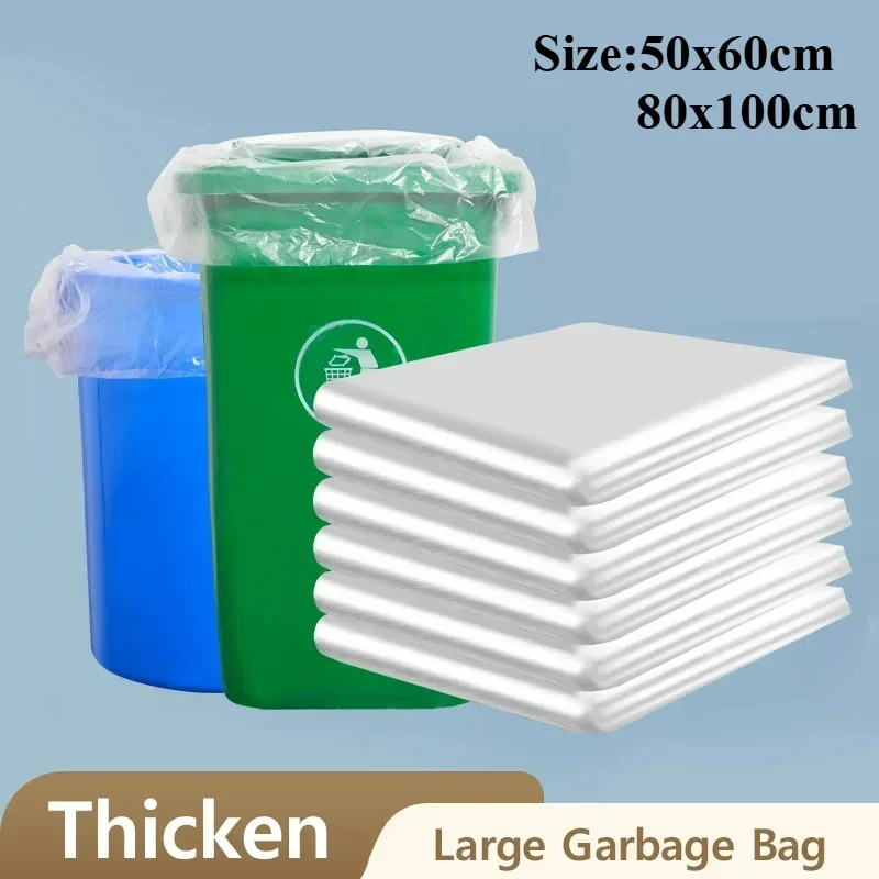 50/100 Stück extra große weiße Müllsäcke, verdickte transparente, strapazierfähige Einweg-Plastiktüten für Hotel, Küche, Mülleimer, Aufbewahrung