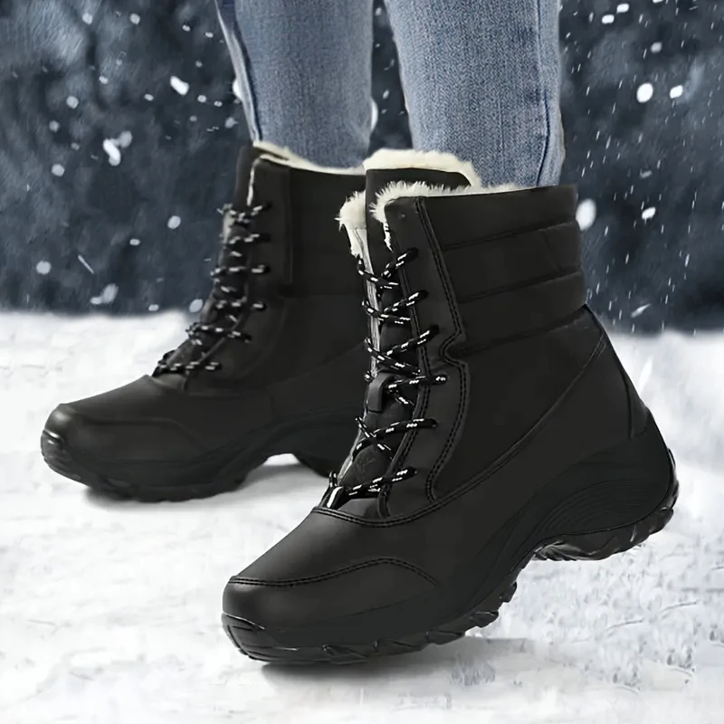 Schneestiefel für Damen, Plateauschuhe, Stiefel, Plüsch, warm halten, oberschenkelhohe Stiefel für Damen, Winterstiefeletten, bequeme Wanderschuhe