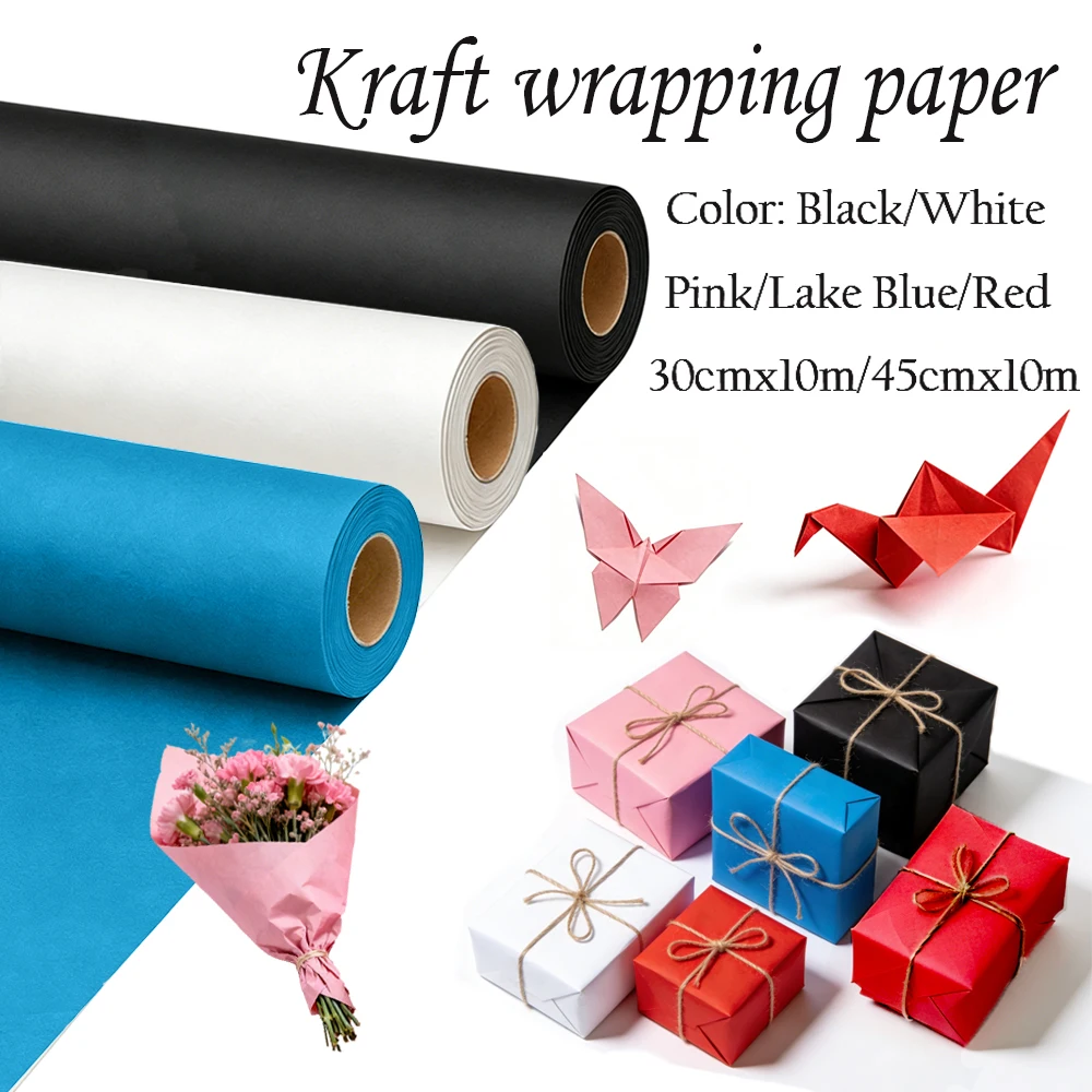 1–2 Rollen Kraftpapier für Geschenkpapier, schwarzes Origami-Geschenkpapier, Verpackung, farbiges, recyceltes Karton, Scrapbook-Albumpapier Image