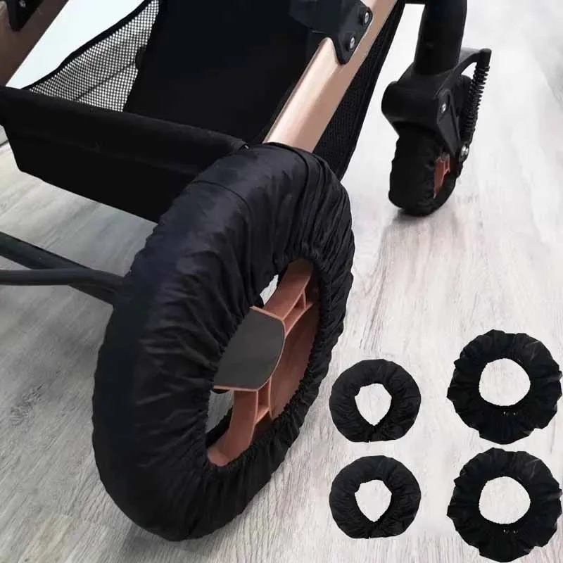 2 stücke Baby Kinderwagen Staubdicht Reifen Schutz Rad Abdeckung Infant Kinderwagen Rad Anti-Schmutzig Oxford Tuch Fall Kinderwagen Zubehör Image