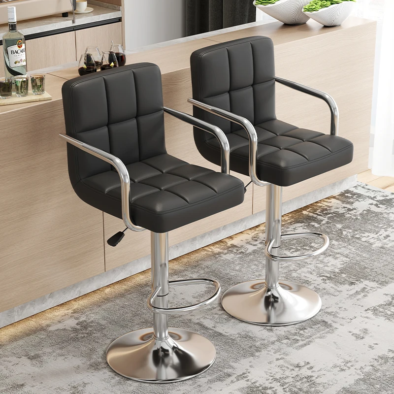 Schwarze drehbare Barhocker, höhenverstellbar, italienische moderne Theken-Barhocker, luxuriöse, einzigartige, robuste Banqueta-High-End-Möbel