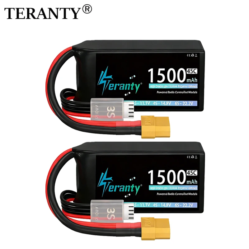1/2 Stück TERANTY 3S 1500 mAh Shorty Lipo Akku 11,1 V 45C mit T/XT30/XT60 Stecker für RC Auto LKW Drone Flugzeug FPV RC Hobby Teile