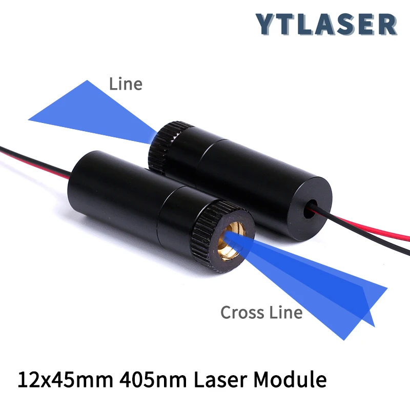 D12X45mm Einstellbarer Fokus 405nm Blaue Linie/Kreuzlinienlaser-Locator 5mW 10mW 30mW 50mW 100mW Laserdiodenmodul