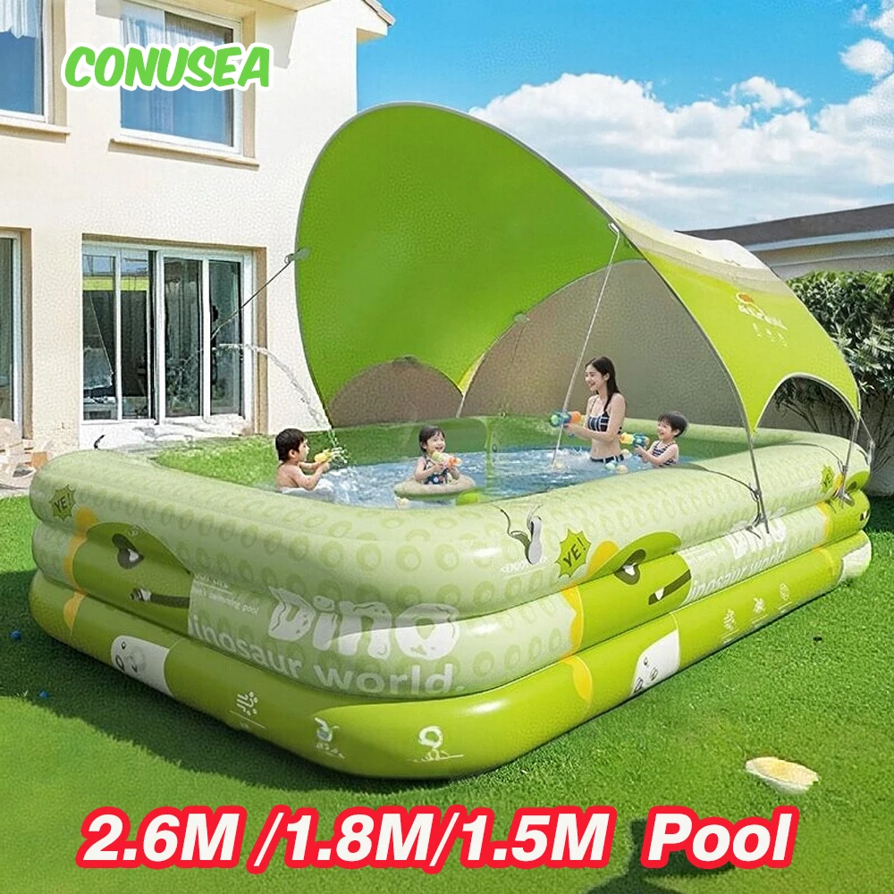 Großer aufblasbarer Swimmingpool für Babys, 2,6/2,1/1,8/1,5 m, abnehmbarer Aufstellpool für Kinder, große Familien-Party-Pools, Outdoor-Spiele Image