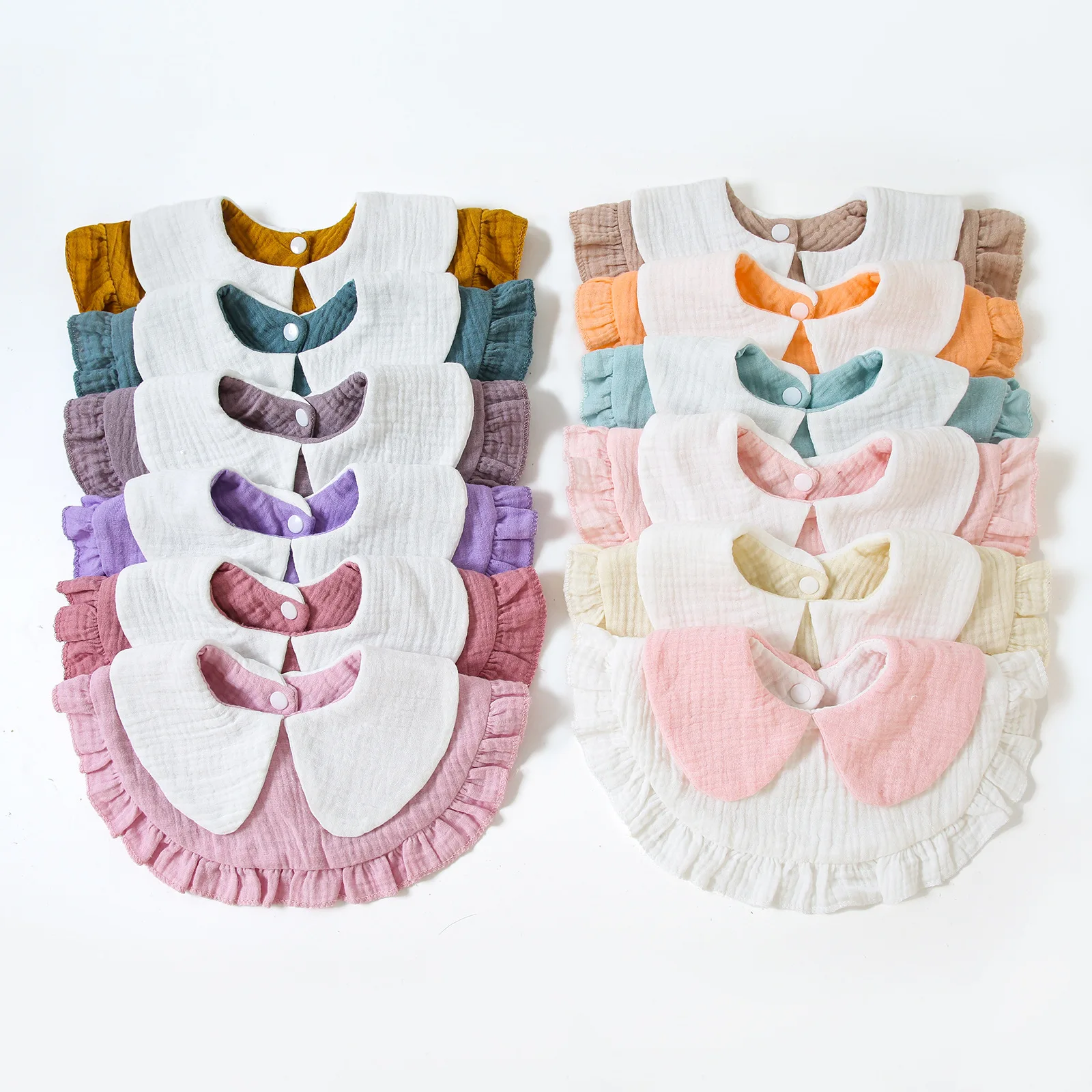 Nette Kragen Rüschen Baby Fütterung Sabbern Lätzchen Weiche Baumwolle Gaze Kleinkinder Speichel Handtuch Spucktuch Für Neugeborene Kleinkind Kinder Lätzchen Neue Image