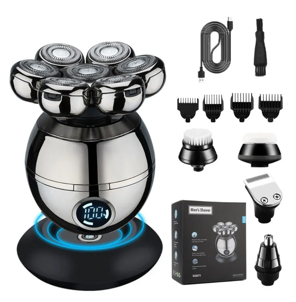 Elektrische Rasierer 7D Schwimmende Cutter Kopf Basis Lade Tragbare männer Bart Trimmer Clipper Schädel Rasierer Wasserdichte Rasieren Image