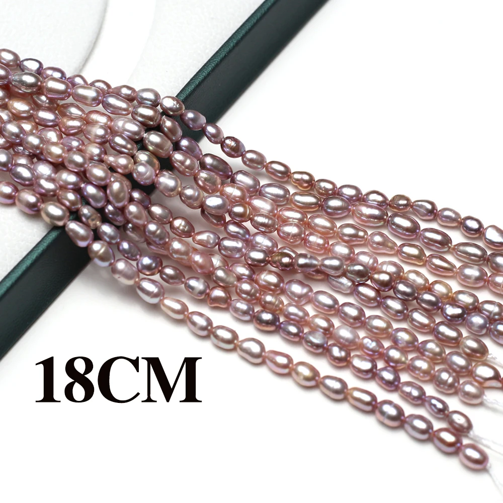 18 cm natürliche süßwasser-lila Perlen, Reisform, lose Distanzperlen für die Herstellung von DIY-Schmuck, Halskette, Armband, 4–5 mm Image