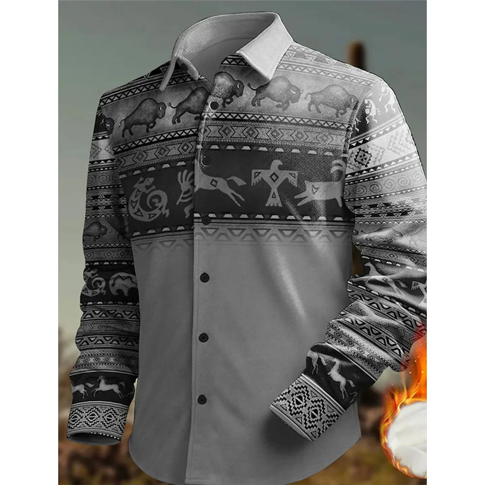 Herren-Jeanshemd im Retro-Western-Stil, langärmelig, modisch, Urlaub, lässig, langärmelig, einreihig, Revers, Herren-Top 2024 Image