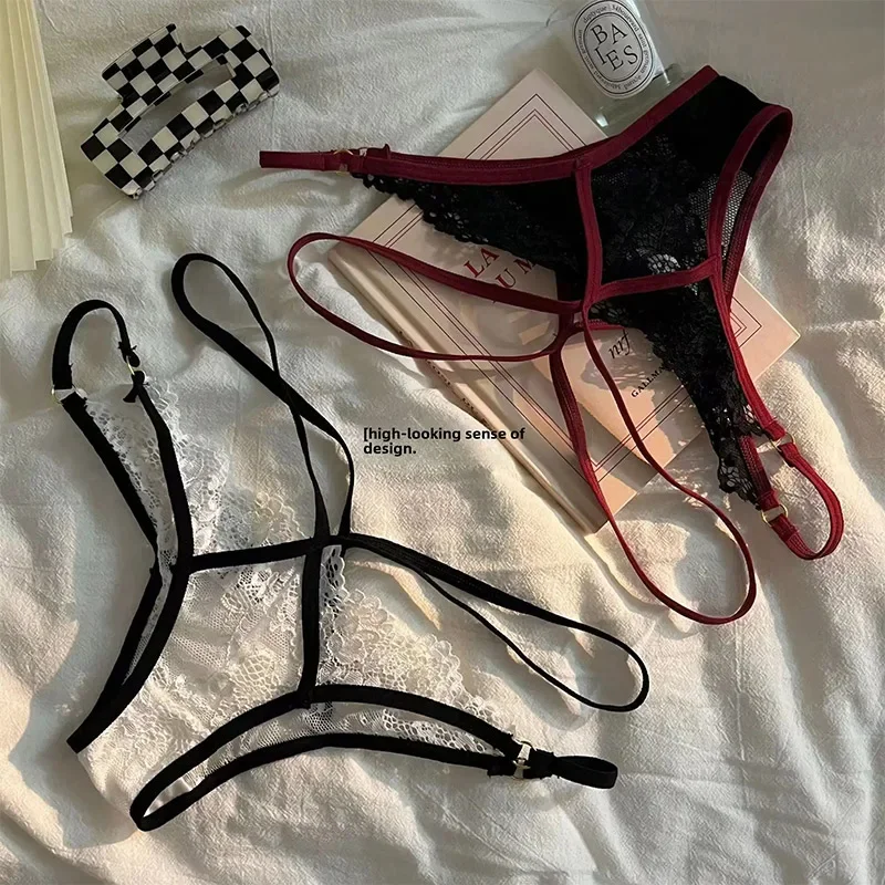 Französische Spitzenhöschen, niedrige Taille, Mesh, atmungsaktives Löcher-Design, sexy Slips, reine Desire-Unterwäsche, eng anliegende Pure Desire-Unterwäsche Image