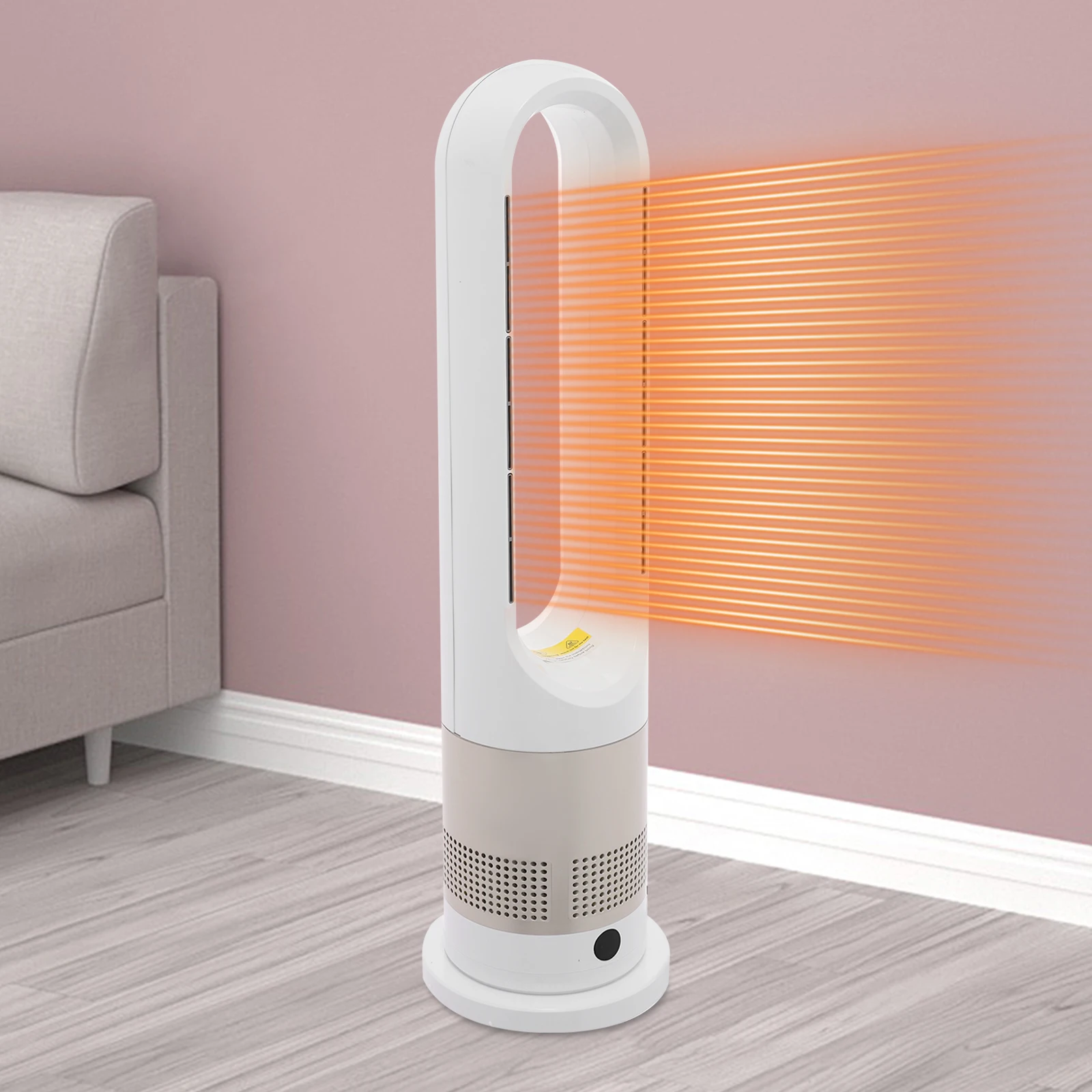 Kühler und warmer Luftkühlungsventilator ohne Flügel mit Fernbedienung, 8-Windgeschwindigkeits-LED-Anzeige, Kalt- und Warmventilator mit doppeltem Verwendungszweck Image