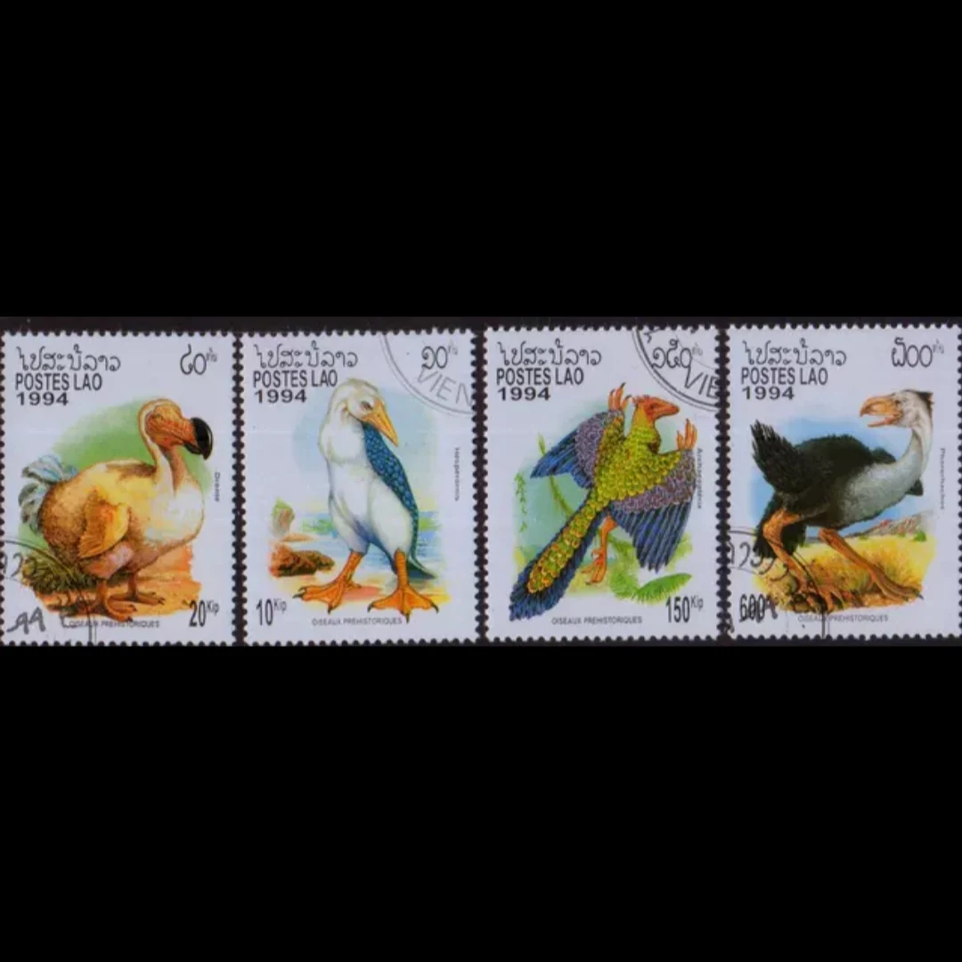 4 Teile/satz Laos Post Briefmarken 1994 Seltene Riesenvögel Markierte Briefmarken zum Sammeln Image