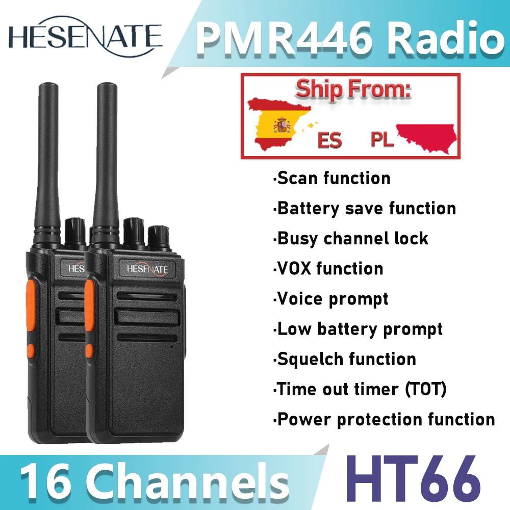 HESENATE HT66 Radio PMR446 Langstrecken-Walkie-Talkie 16 Kanäle VOX 1200 mAh 446 MHz 0,5 W Tragbares Hand-Walkie-Talkie Image