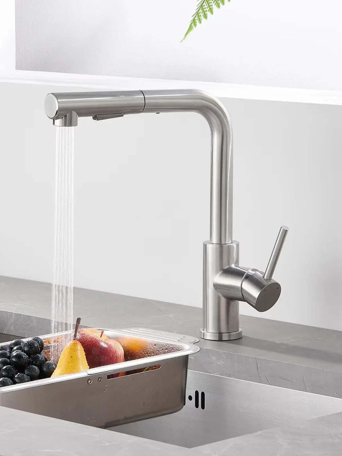 Oeegoo Ausziehbarer Küchenarmatur, 360 ° Drehbarer Küchenarmatur mit ausziehbarer Dusche, Hochdruck-Spültischarmatur mit 2 Sprühmodi Image