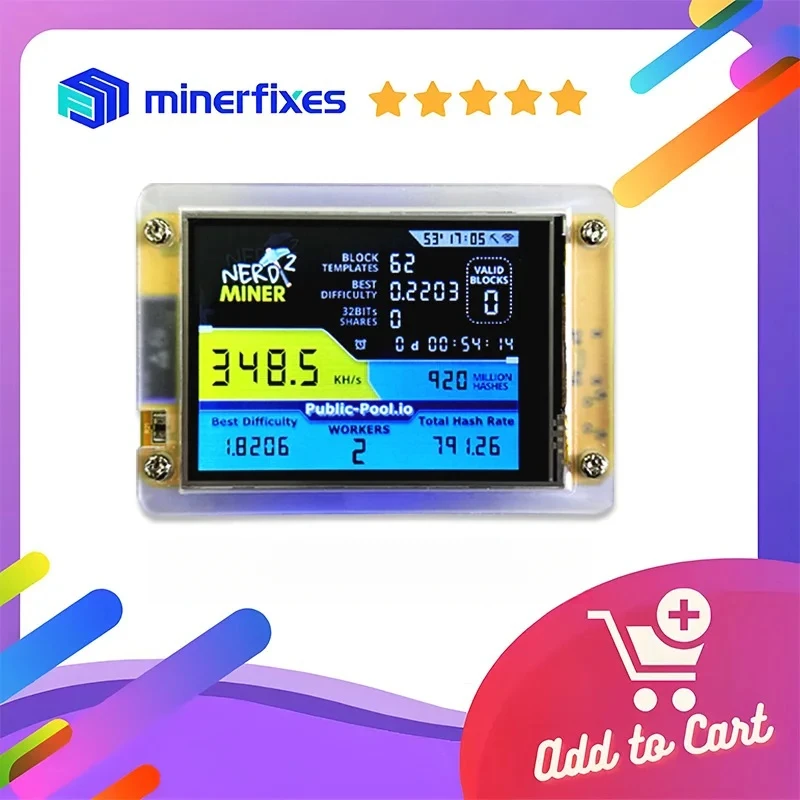 NerdMiner V2 2,8 Zoll 350KH/s BTC Solo Lottery Nerd Miner Krypto Bitcoin Miner Solo-Mining-Maschine Image