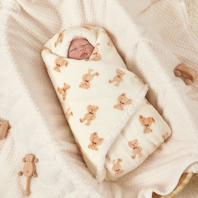 Winter Baby Decke Fleece Warme Quilt für Neugeborene Bettwäsche Baby Swaddle Wrap Flanell Lamm Weiche Baby Kinderwagen Decke Manta Bebe Image