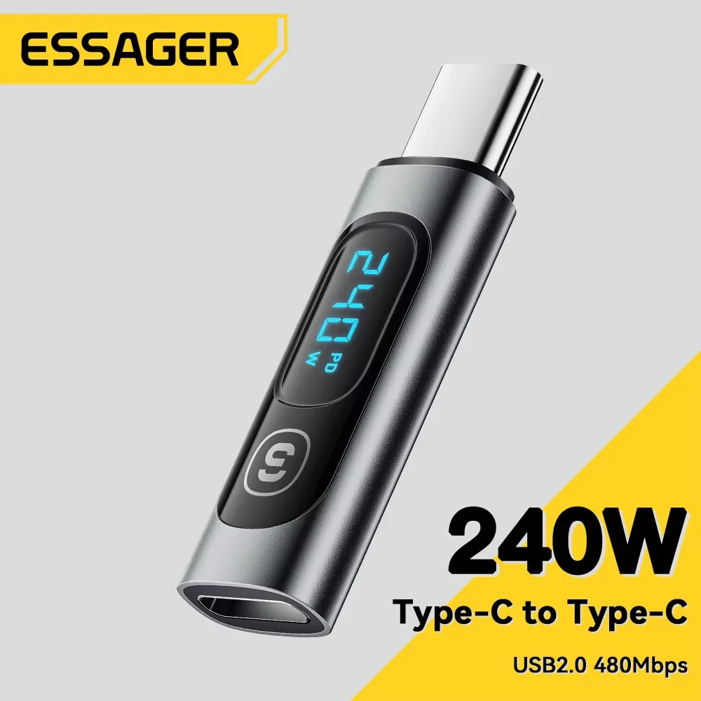 Essager PD 240 W OTG Typ C Stecker auf Typ C Buchse Adapter Konverter für Smartphone Tablet Schnellladung USB Typ c OTG Stecker Image