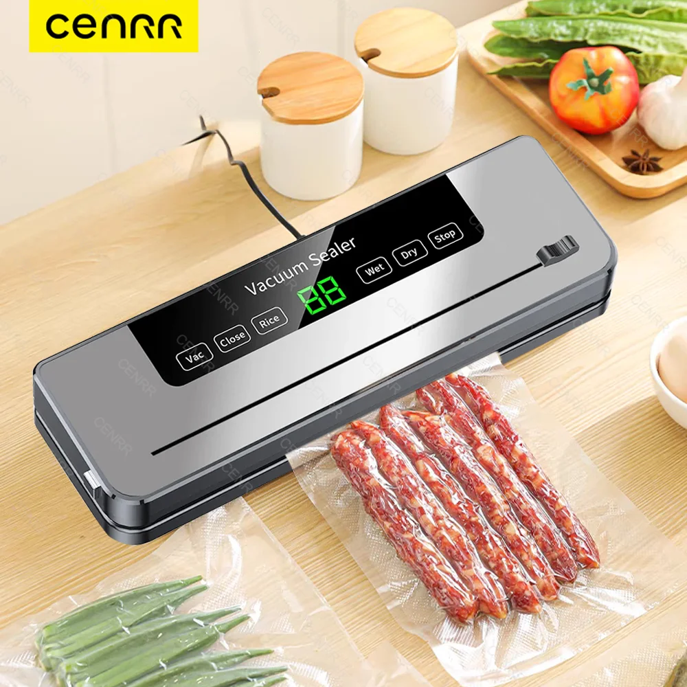 CENRR Vakuumiergerät für Lebensmittel, nass und trocken, mit Küchenaufbewahrung, Verschließmaschine, integrierter Schneider, Lebensmittel-Vakuumverpackungsmaschine Image