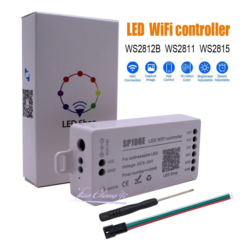SP108E LED WiFi Magie Controller SK6812 WS2811 WS2812B WS2815 Etc LED Streifen Modul Licht Smart APP Drahtlose Steuerung DC5-24V Image