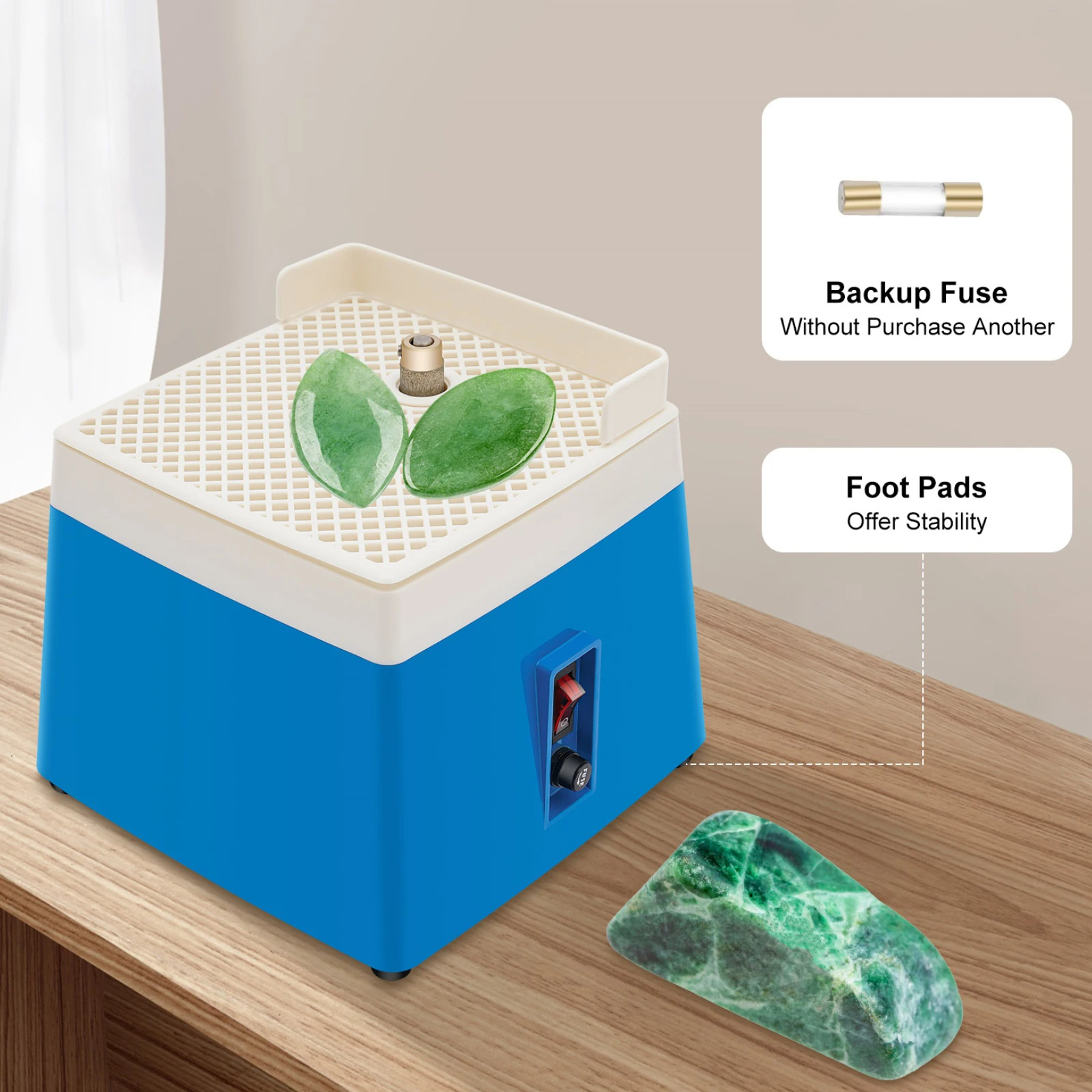 220 V Buntglas-Schleifmaschine, abnehmbarer Kopf, automatische Wasserversorgung, tragbare Mini-Schleifpoliermaschine für Keramik, Jade, 65 W Image