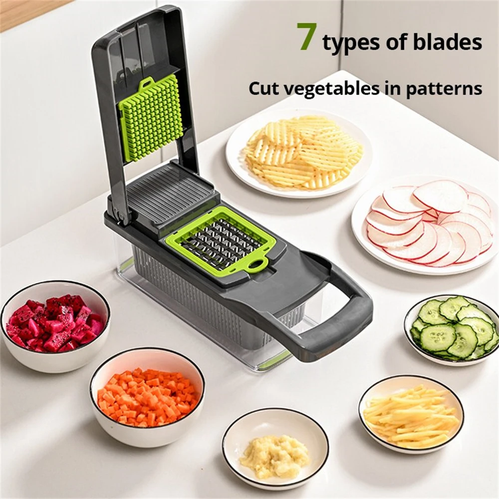 12/16 stücke Gemüse Cutter Multifunktionale Slicer Obst Kartoffel Schäler Karotte Reibe Küche zubehör korb gemüse Slicer Image
