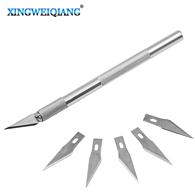 1Set Nicht-Slip Metall Skalpell Messer Werkzeuge Kit Cutter Gravur Handwerk messer Klingen Handy PCB DIY Reparatur hand Werkzeuge Image