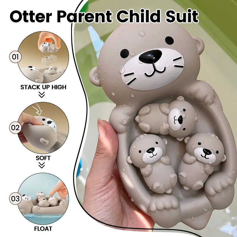 4Pcs kinder Bad Spielzeug Bad Spielzeug Tier Otter Spielzeug Wasser Spielzeug Baby Spielzeug kinder Komfort Spielzeug Set schwimm Wasser Spielzeug