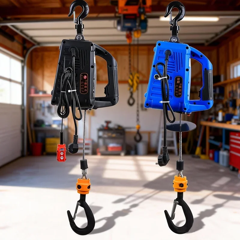 220 V/110 V tragbarer Mini-Elektro-Hebezeug mit Fernbedienung, robuste Mikrowinde, kleiner Kran für Zuhause, Werkstatt, Garagenheben Image