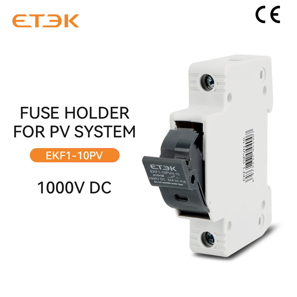 ETEC DC Solar Sicherungshalter 1000V 1P 15A 20A 25A Photovoltaik Sicherung Basisverbindung PV System GPV 10x38mm DIN-Schiene EKF1-10PVH Image