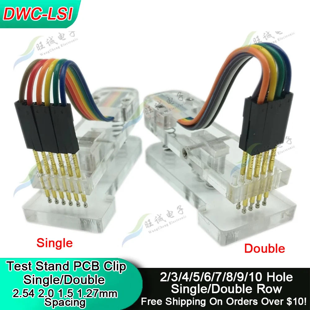 Prüfstand PCB Clip Einzel/Doppel 1,27/2,0/2,54 mm Abstand Klemmvorrichtung Pogo Pin Download Programm Brennen mit Box DuPont Image
