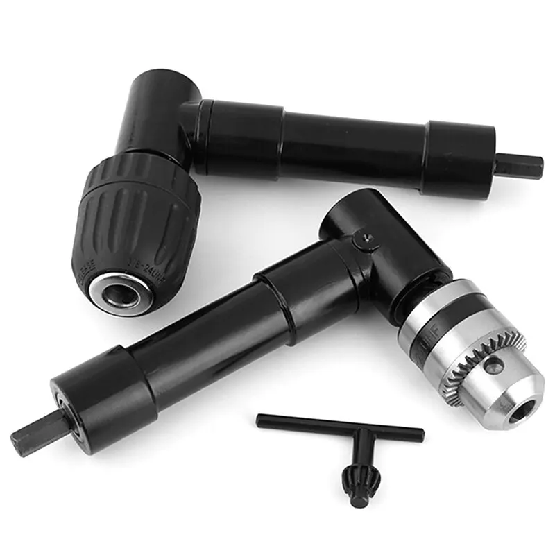 90 Grad schwarz rechtwinklig Elektro bohrer Eck werkzeug Aluminium legierung Dreh werkzeug Eisen futter Adapter Schmal raum Bohr werkzeug Image