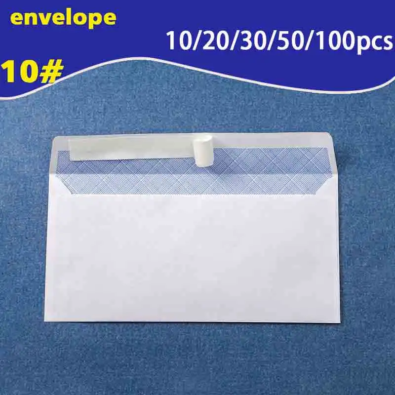 10/20/30/50/100 Stück weiße Umschläge ohne Fenster 10 # Sicherer Geschäftsumschlag für A4-Papier, Rechnungen und Quittungen, selbstklebender Umschlag Image